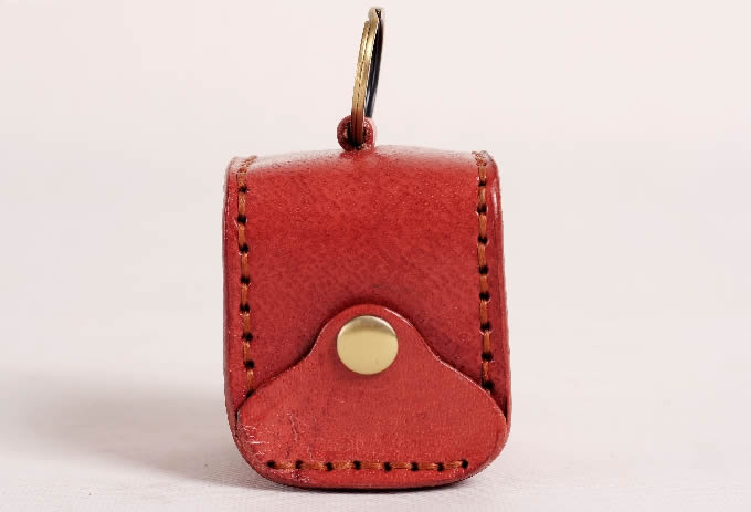 leather coin purse with keyring