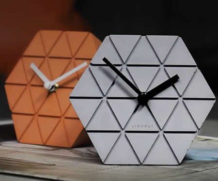 Handmade Concrete hexagonal Table Alarm Clock
