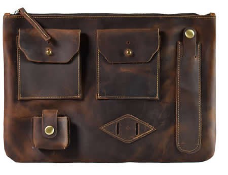 Handmade Leather  Multi-functional A4 Document Bags Portfolio Organizer