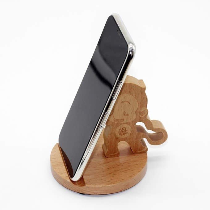 Wooden Cute Monkey Phone Holder