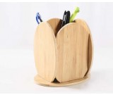 Bamboo Wooden Office Desk Organizer Pen Pencil Container Holder