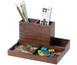 Wooden Multi-Functional Desk Organizer Box & TV Remote Control Holder/Pen Pencil Holder