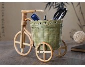 Handmade Bamboo Woven Tricycle Desktop Organize Pen Holder