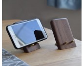 Classic black walnut combined with brass cell phone holder