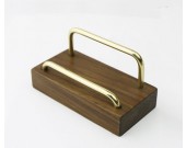 Simple black walnut wood brass cell phone stand phone holder