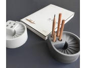 Industrial Style Concrete Office Pen Holder With Stairs