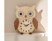 Big Eyed Owl Wooden Table Clock, Home Office Decoration