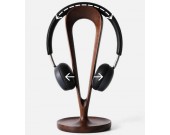 Black Walnut Wooden Headphone Stand Hanger with Cable Plate