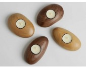 Tea Light Wooden Pebble Candle Holder(single)