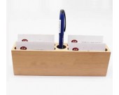 Wooden  4 Slot Desktop Business Card Holder Pen Pencil Holder