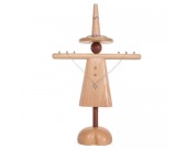 Wooden Humanoid Shaped Necklace Ring Earring Stand Holder Display Jewelry Organizer 