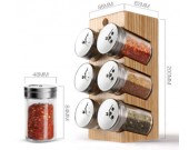 Wooden Spice Rack Stand holder with 6 bottles 