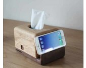 Wooden Whale Tissue Box Mobile Phone Display Stand