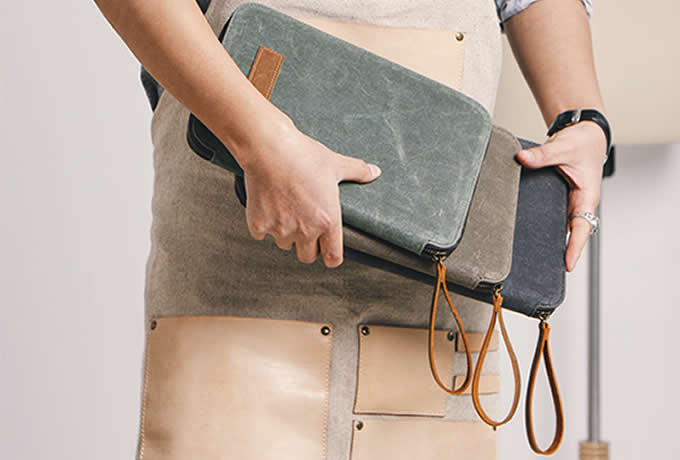 Leather & Canvas Portfolio Bag