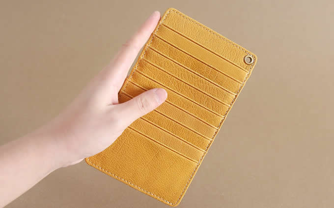 Ostrich Leather Mustard Cardholder