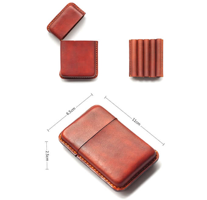Genuine Leather Cigarette Case Holder with Lighter Pocket 92812 (C)