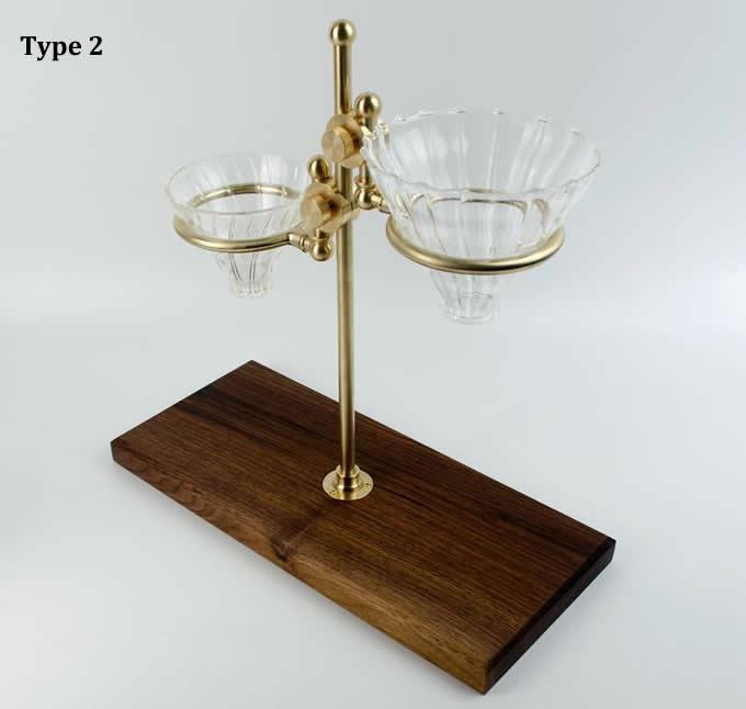 Brass Stand Holder with Wooden Base Unique Coffee Maker