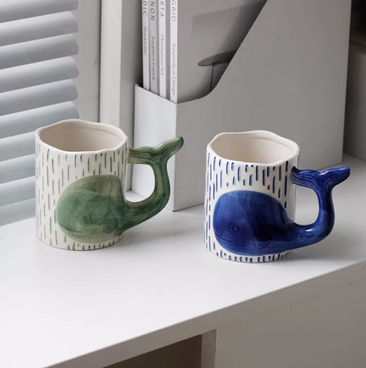 Cute Dolphin Hand-Painted Glazed Coffee Mug