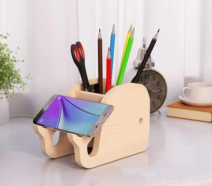 Gifts For Women, Wooden Phone Stand Elephant Gifts For Women Men, Unique  Pen Pot Stationary Pencil Pen Holder Presents