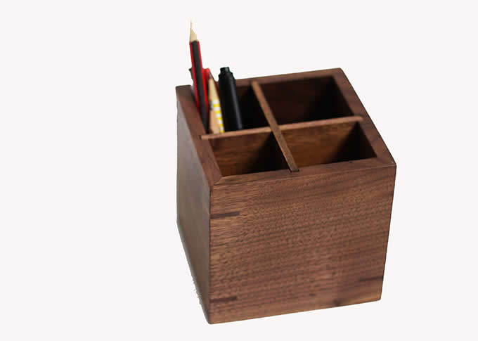 Black Walnut Wood Desktop Penholder