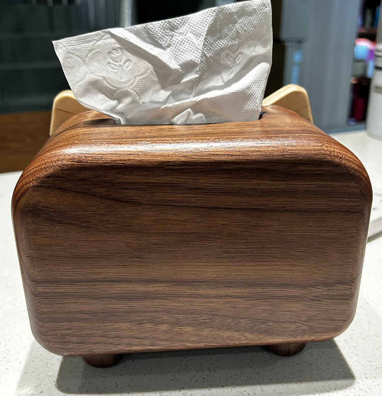 Abstract Cat Tissue Box, Black Walnut Wood Design