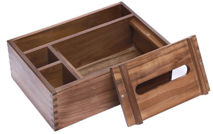 Desktop Organizer Box - Black Walnut Wood - ApolloBox