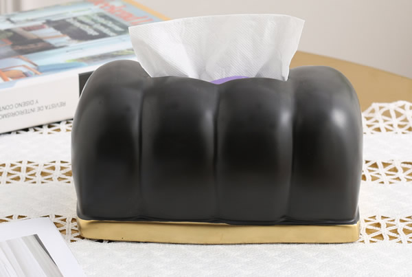Cute cartoon cat paw modern art black ceramic tissue box