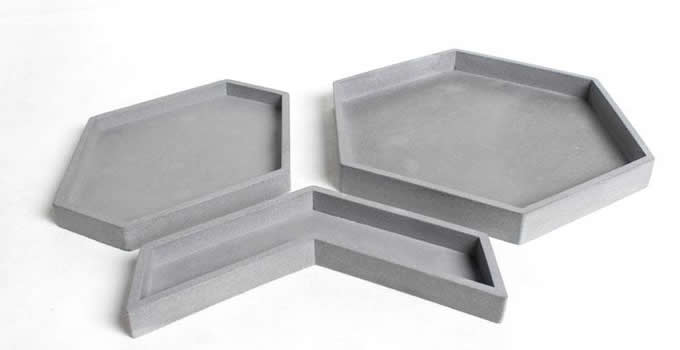 Set of 3 Concrete Jewelry Display Storage Trays 